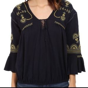 NwOT Free People Chiquita Top Navy/yellow